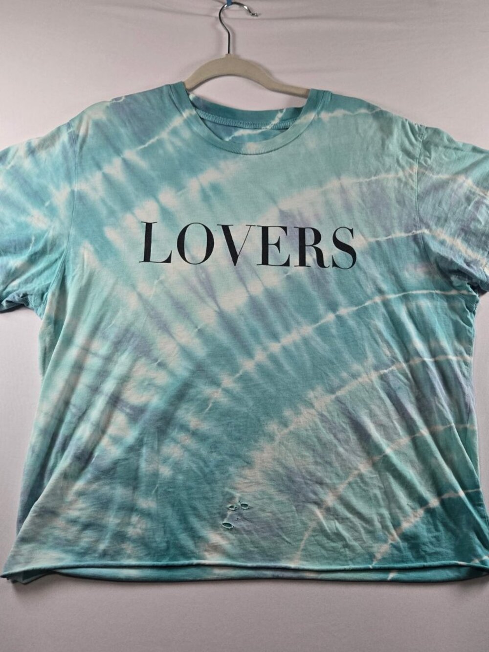 AMIRI Lovers Tie Dye T-Shirt Men’s M Blue Distressed Skull Heart Graphic Tee